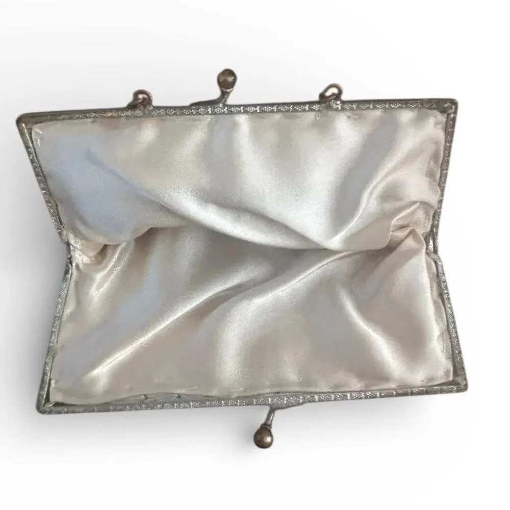 1940s Rhinestone Evening Clutch: Silver Crystal Cocktail Bag